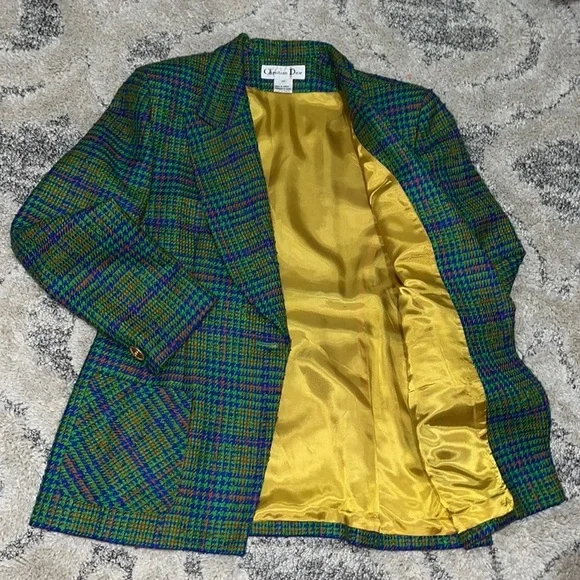 🎉🎉HOST PIC🎉🎊Vintage Christian Dior Tweed Houndstooth MultiColor Blazer🔥NWOT - Picture 6 of 13